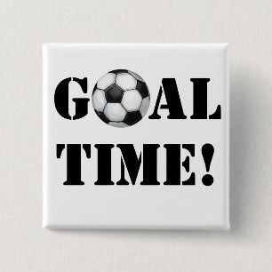 Badge Carré 5 Cm Bal de football, l'heure des buts !