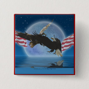 Badge Carré 5 Cm BALD EAGLE & US FLAG Patriot Series