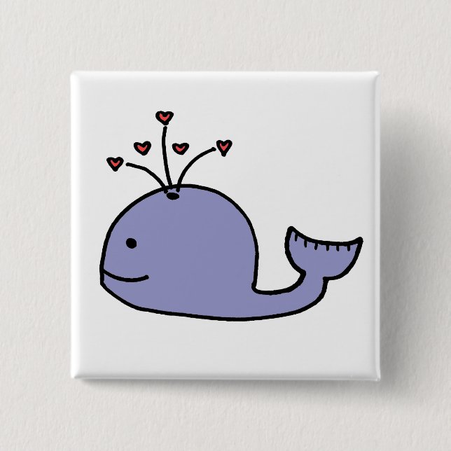 Badge Carré 5 Cm Baleine lunatique de bande dessinée (Devant)
