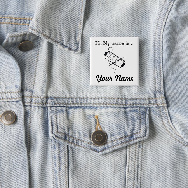 Badge Carré 5 Cm Balise Nom de la fête de l'artisanat (En situation)