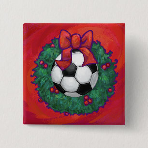 Badge Carré 5 Cm Balle de football Noël