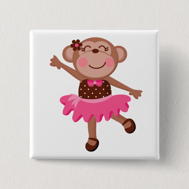 Badge Carré 5 Cm Ballerine de singe (Devant)