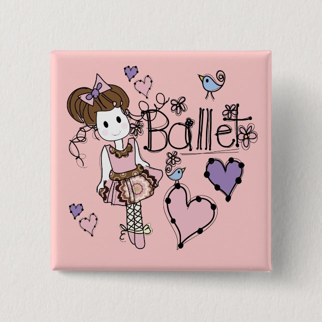 Badge Carré 5 Cm Ballet d'amour (Devant)