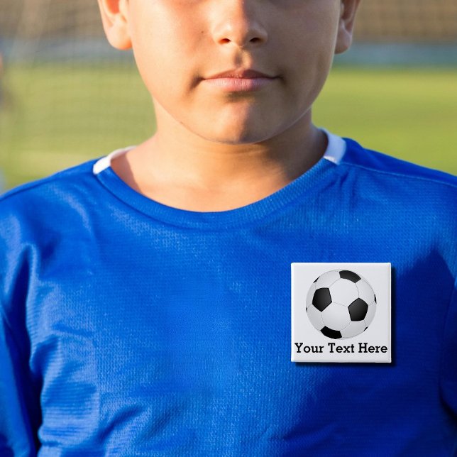 Badge Carré 5 Cm ballon de football - ajouter le nom (Créateur téléchargé)