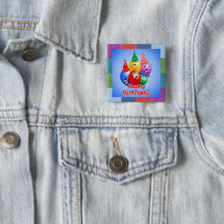 Badge Carré 5 Cm Ballons d'anniversaire joyeux
