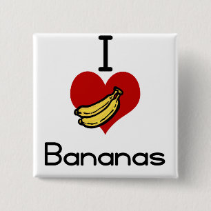 Badge Carré 5 Cm Bananes du l'amour-coeur I