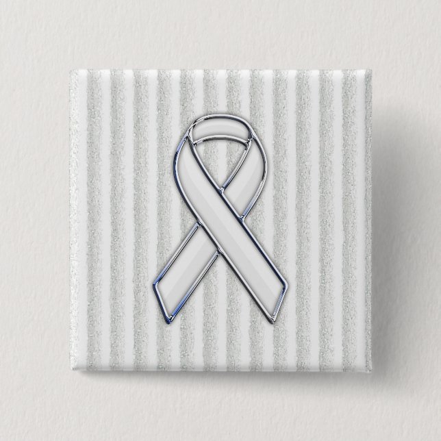 Badge Carré 5 Cm Bande de sensibilisation au ruban blanc (Devant)