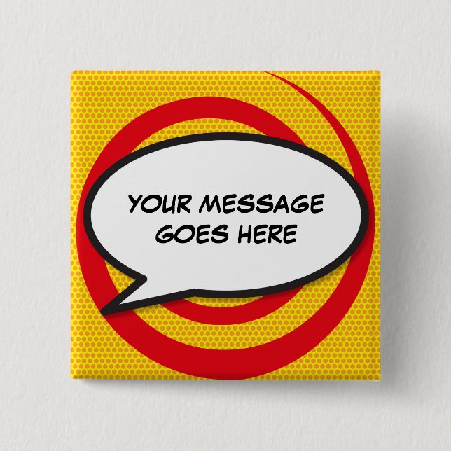 Badge Carré 5 Cm Bande dessinée personnalisée Pop Art Speech Bulle (Devant)
