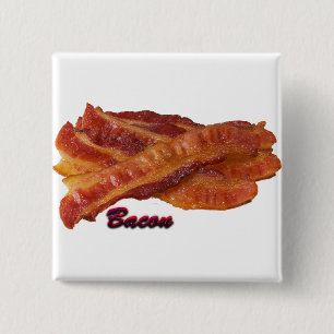Badge Carré 5 Cm Bandes de Bacon