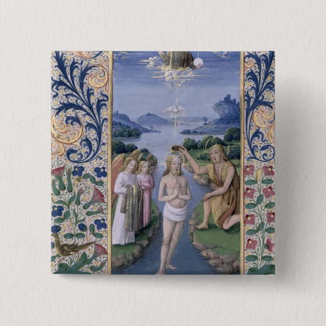 Badge Carré 5 Cm Baptême du Christ (Devant)