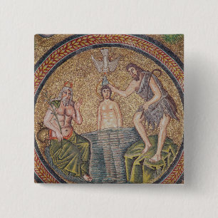 Badge Carré 5 Cm Baptême du Christ par Jean-Baptist