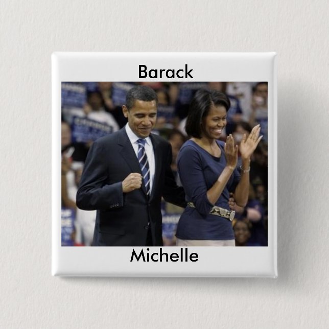 Badge Carré 5 Cm Barack et bouton de Michelle Obama (Devant)