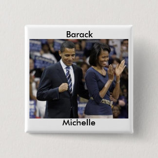 Badge Carré 5 Cm Barack et bouton de Michelle Obama