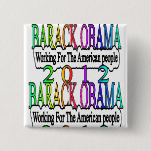 BADGE CARRÉ 5 CM BARACK OBAMA 2012