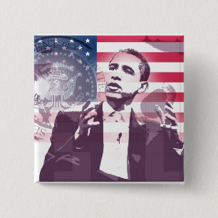 Badge Carré 5 Cm Barack Obama - Bouton