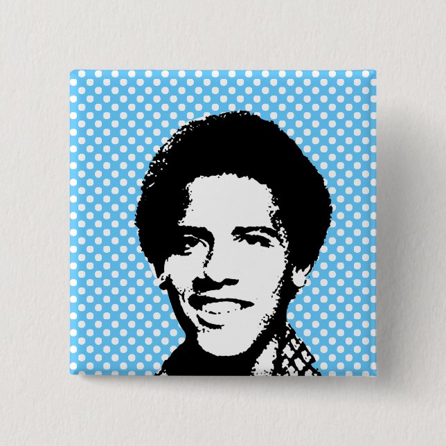 Badge Carré 5 Cm Barack Obama rétro (Devant)