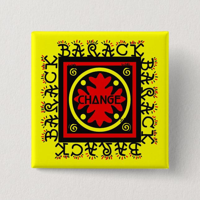 BADGE CARRÉ 5 CM BARACK POUR LE PIN DE CHANGEMENT (Devant)