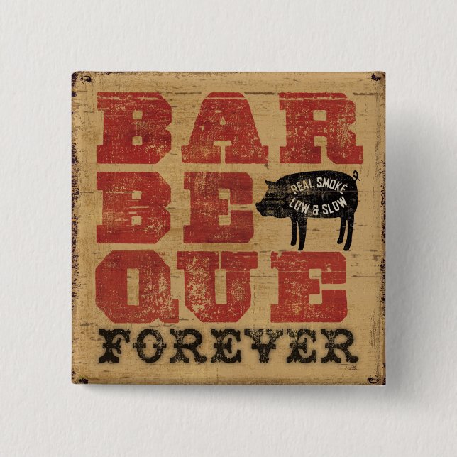 Badge Carré 5 Cm Barbecue pour toujours (Devant)