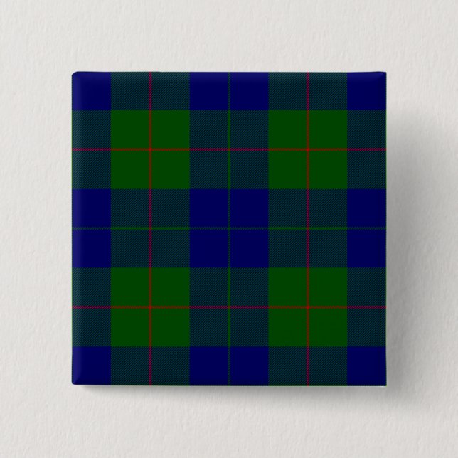 Badge Carré 5 Cm Barclay tartan bleu vert plaid (Devant)