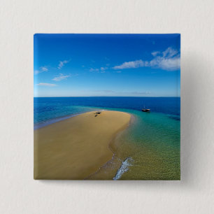 Badge Carré 5 Cm Barre de sable et île d'Ibos du dhaw  , Mozambiqu