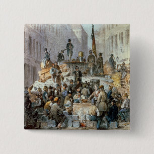 Badge Carré 5 Cm Barricades dans Marzstrasse, Vienne, 1848