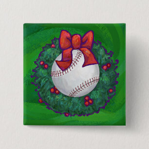 Badge Carré 5 Cm Baseball dans la couronne de Noël