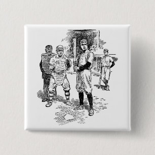 Badge Carré 5 Cm Baseball : Joueurs
