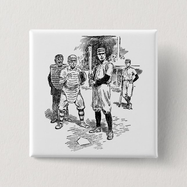 Badge Carré 5 Cm Baseball : Joueurs (Devant)