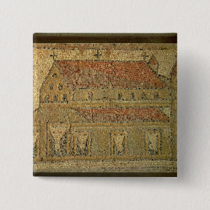 Badge Carré 5 Cm Basilique chrétienne, trottoir de mosaïque,