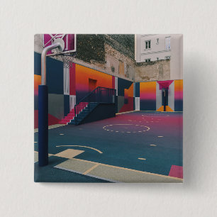 Badge Carré 5 Cm Basket-ball