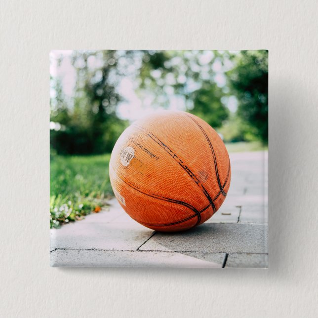 Badge Carré 5 Cm Basket-ball cadeau (Devant)