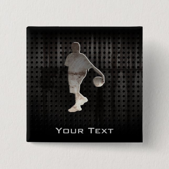 Badge Carré 5 Cm Basket-ball grunge (Devant)