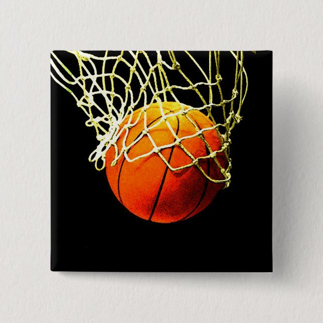 Badge Carré 5 Cm Basket-ball I Love (Devant)