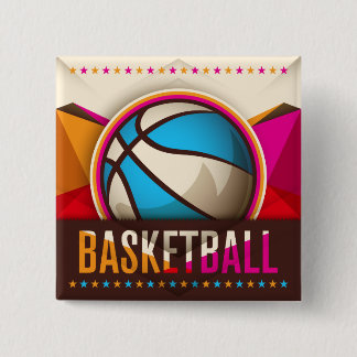 Badge Carré 5 Cm Basketball Sport Ball Cool Abstrait