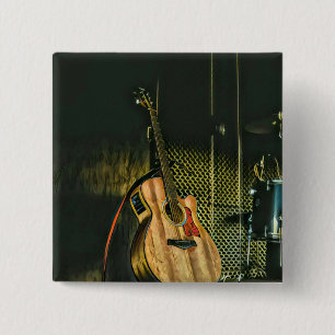 Badge Carré 5 Cm Bass guitar player