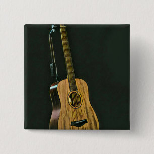 Badge Carré 5 Cm Basse guitariste cadeau