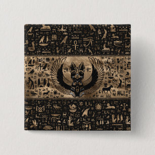 Badge Carré 5 Cm Bastet, déesse égyptienne des chats