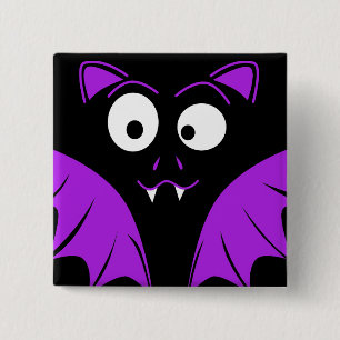 Badge Carré 5 Cm Bat d'Halloween drôle