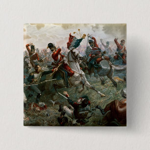 Badge Carré 5 Cm Bataille de waterloo, le 18 juin 1815, 1898