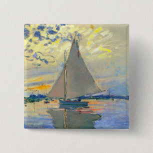 Badge Carré 5 Cm Bateau à voile de Monet à Le Petit-Gennevilliers