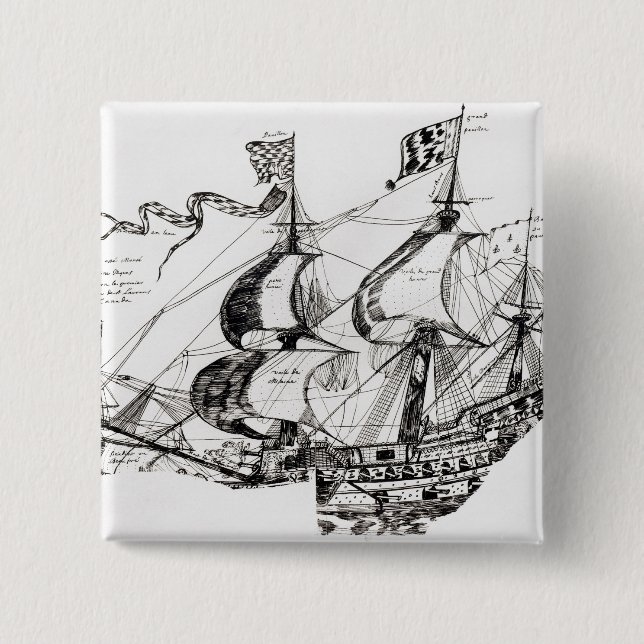 Badge Carré 5 Cm Bateau de Jacques Cartier, 'Rarete Indes (Devant)