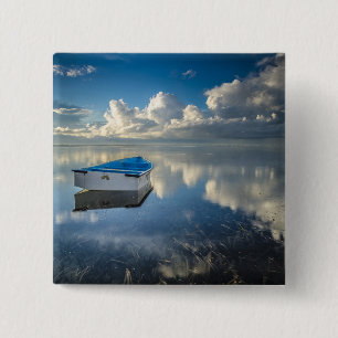 Badge Carré 5 Cm Bateau de rangée sur l'eau