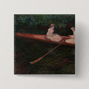 Badge Carré 5 Cm Bateau On the Epte - Claude Monet - c1890
