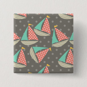 Badge Carré 5 Cm Bateaux à gros