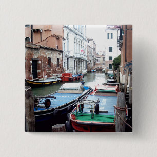 Badge Carré 5 Cm Bateaux à Venise