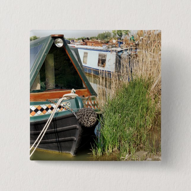 BADGE CARRÉ 5 CM BATEAUX CANAL UK (Devant)