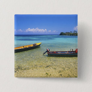 Badge Carré 5 Cm Bateaux de pêche, Boston Beach, Port Antonio,