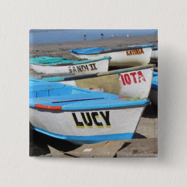 Badge Carré 5 Cm Bateaux de pêche Mazatlan (Devant)