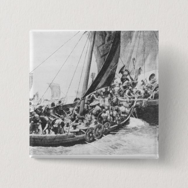 Badge Carré 5 Cm Bateaux de Viking (Devant)