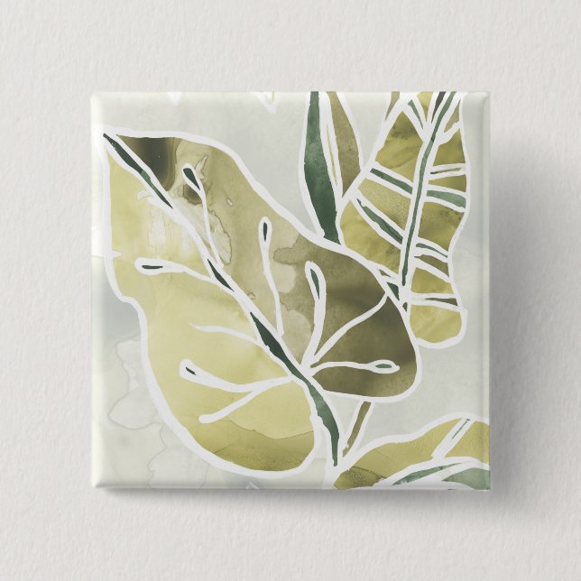 Badge Carré 5 Cm Batik Feuille (Devant)